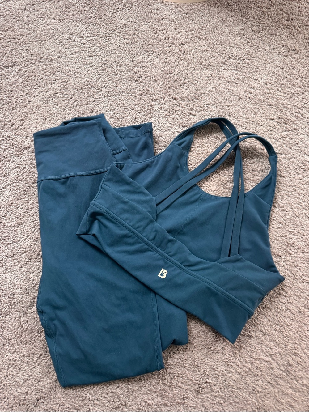 BuffBunny Teal Blue Leggings and Sports Bra Set - Picture 3 of 5
